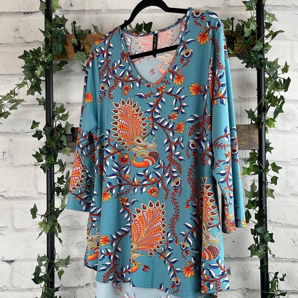 Patterned Hi-Lo Top, 1X
